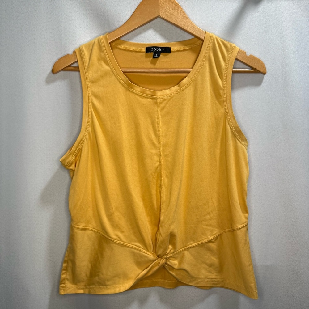 Zobha Yellow Sleeveless Knot Front Tank Top Size Large